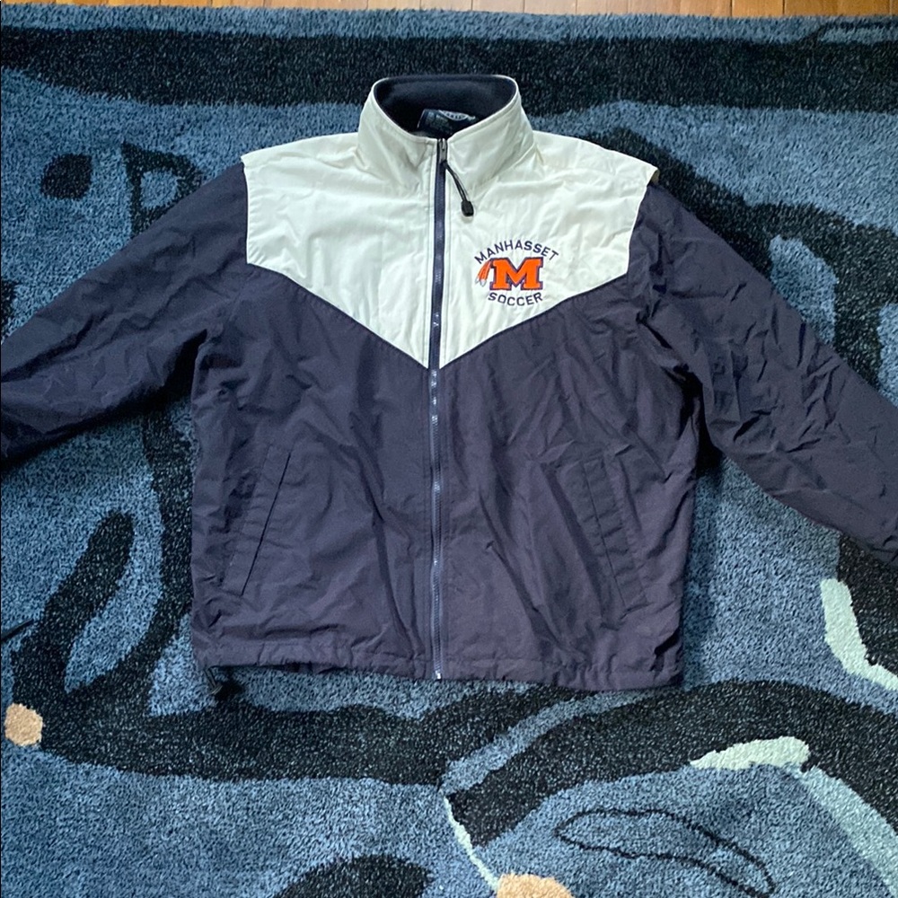 Charles River Apparel Black and Cream Windbreaker